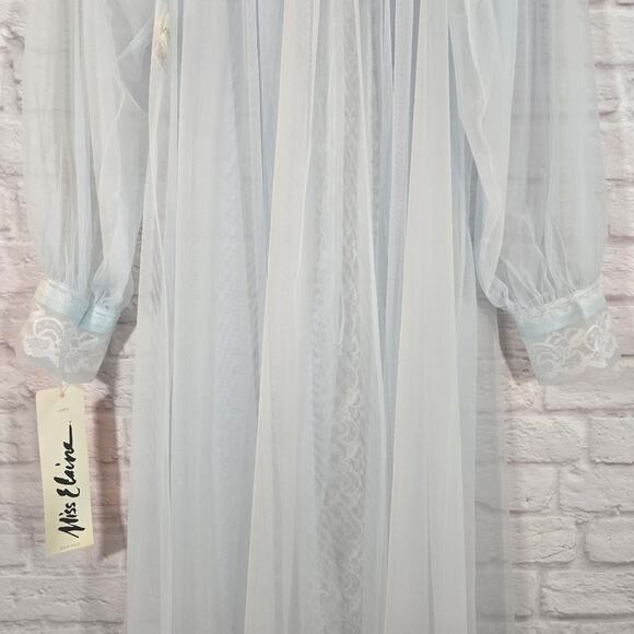 W Miss Elaine Sheer Lace Blue Nightgown Robe Vintage Deadstock NWT Women Size L - Picture 10 of 14